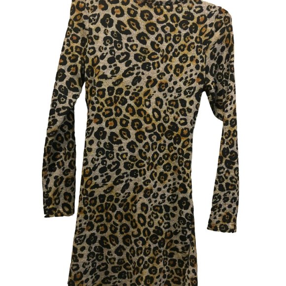 Jun & Ivy Made in USA Sz L Leopard Print LS Midi Dress Chic - Picture 5 of 8